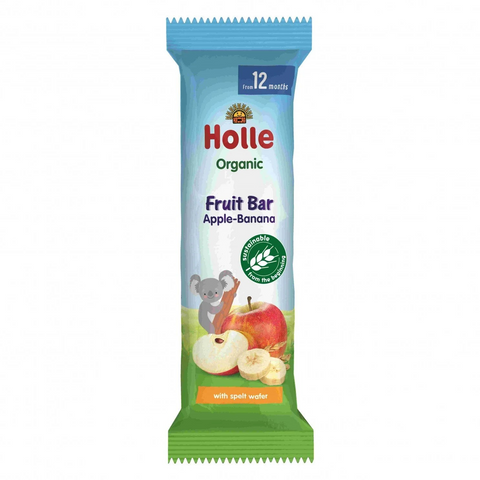 Holle Organic Fruit Bar Apple-Banana 25g with spelt wafer, snack bar for toddlers from 12 months