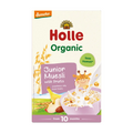 Holle Organic Muesli with Fruits 250g box showing a bowl of fruit porridge for babies