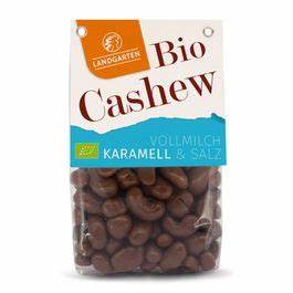 Landgarten organic cashews in milk chocolate caramel and salt 170g pack