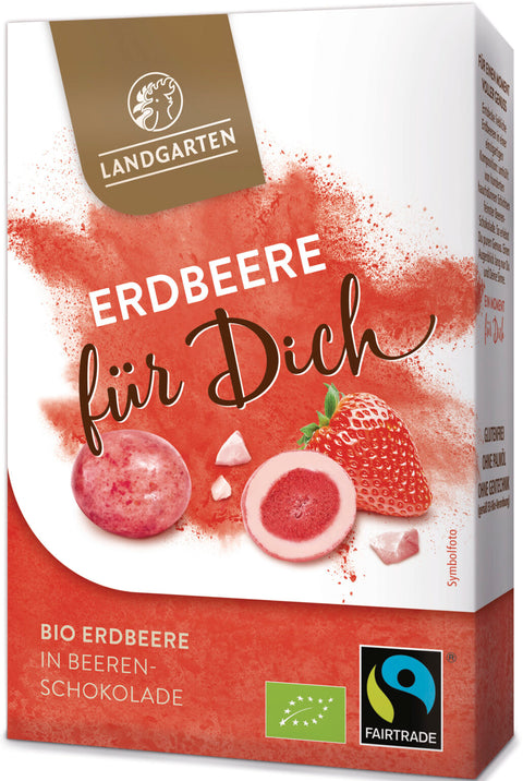 Landgarten organic strawberry in berry chocolate, Fairtrade, 90g box
