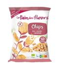 Le Pain Des Fleurs Chips Chickpeas 50g, displaying the product name, image of chickpeas, and nutritional information.