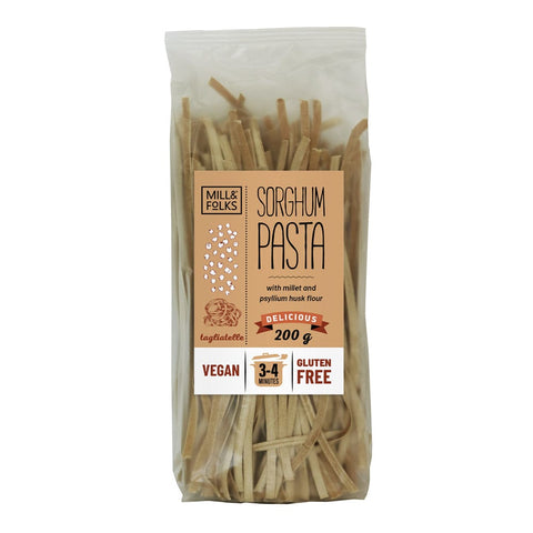 Mill & Folks Organic Sorghum Pasta Tagliatelle, gluten free healthy pasta, 200g pack, Biorganic Dubai