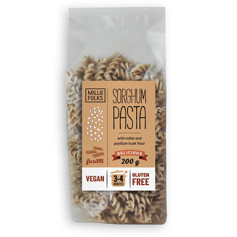 Mill & Folks Organic Sorghum Pasta Fusilli, gluten free healthy pasta, 200g pack, Biorganic Dubai
