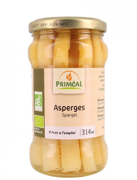 Primeal Organic Asparagus jar, healthy ready-to-use vegetable, 314ml, Biorganic Dubai