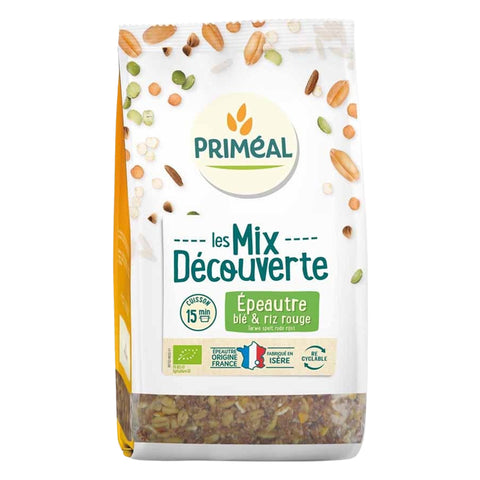 Primeal Organic Mix Wheat, Spelt & Red Rice pack, healthy grain blend, 400g, Biorganic Dubai