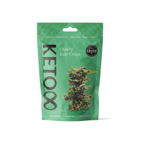 Keto8 Cheesy Kale Crisps 35g pack, vegan and gluten-free low carb snack