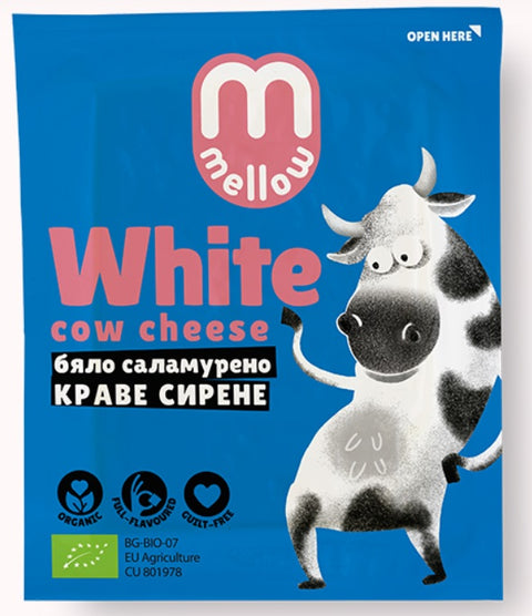 Mellow Organic White Cow Cheese pack, brined feta-style, 200g