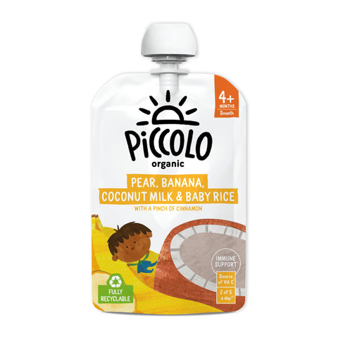 Piccolo Organic Banana Coconut & Baby Rice with a pinch of Cinnamon 100g