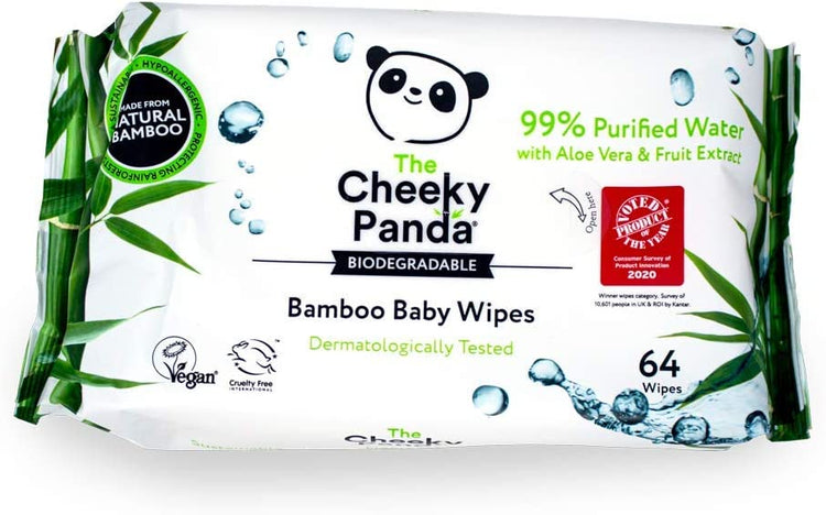 Cheeky Panda Biodegradable Bamboo 64 Baby Wipes