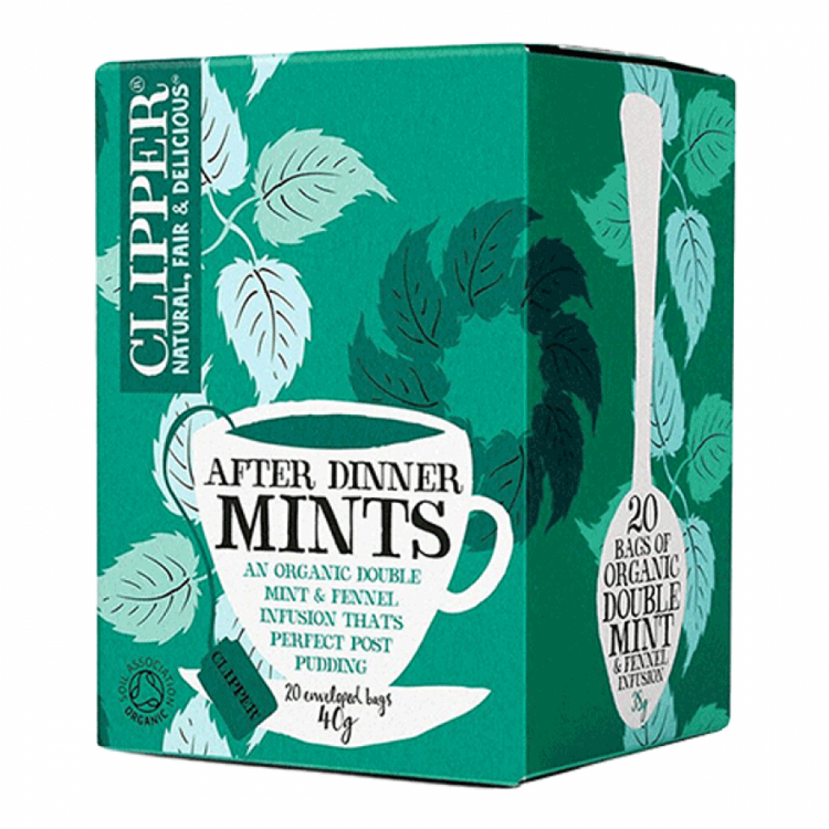 Clipper Organic After Dinner Mints - mint & fennel 40g, 20bgs