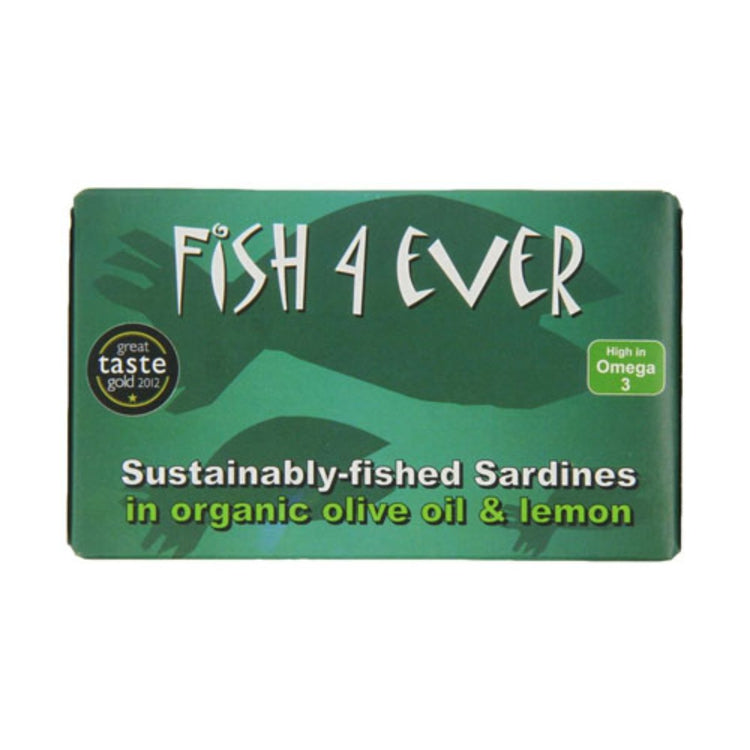 Fish4Ever Whole Sardines In Organic Olive Oil & Lemon 120g