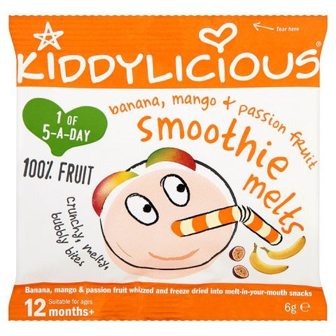Kiddylicious Banana, Mango & Passion Fruit Smoothie Melts 6g