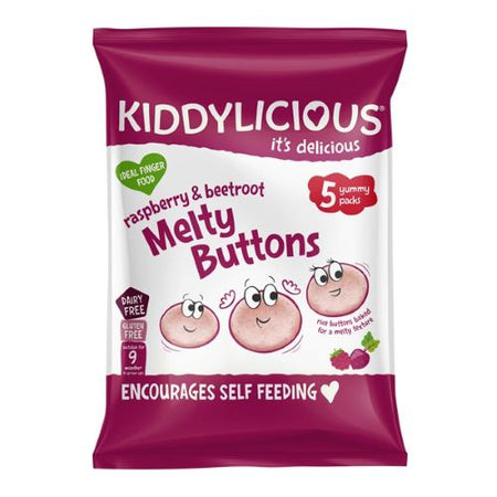 Kiddylicious Gluten Free Melty Buttons Raspberry & Beetroot 30g