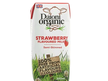 Daioni Organic Strawberry Flavoured Milk Semi-Skimmed 200ml