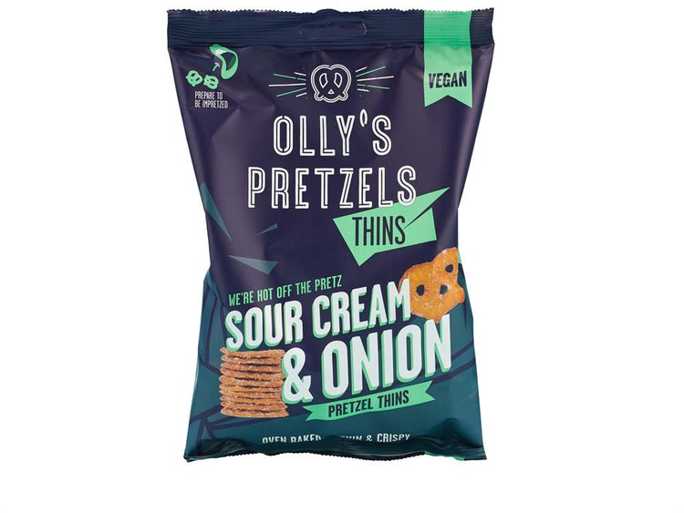 Ollys Sour Cream & Onion Pretzel Thins 140g