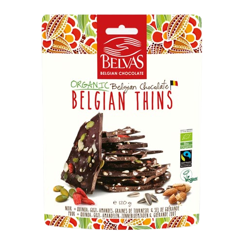 Belvas Belgian Thins Dark Goji Quinoa 120g