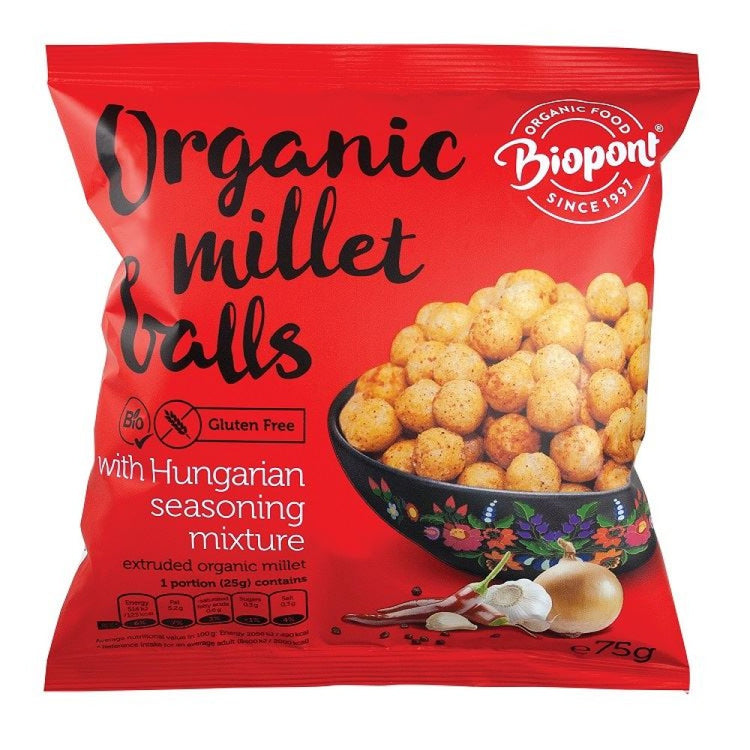 Biopont Gluten Free Extruded Millet Balls with Hungarian Organic 75g