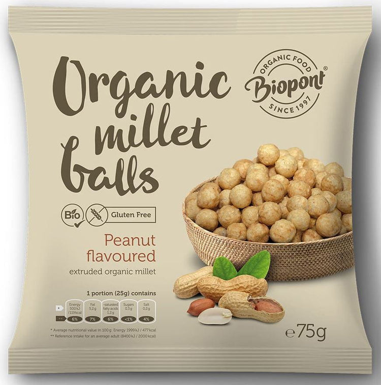 Biopont Extruded Millet Balls Peanut Organic 75g