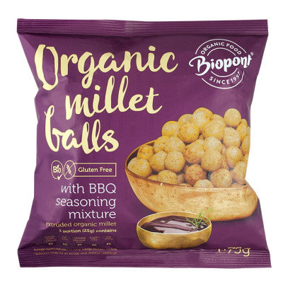 Biopont Gluten Free Extruded Millet Balls with Barbecue Organic 75g