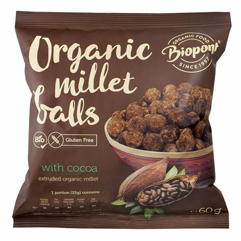 Biopont Gluten Free Extruded Millet Balls with Cocoa Organic 60g