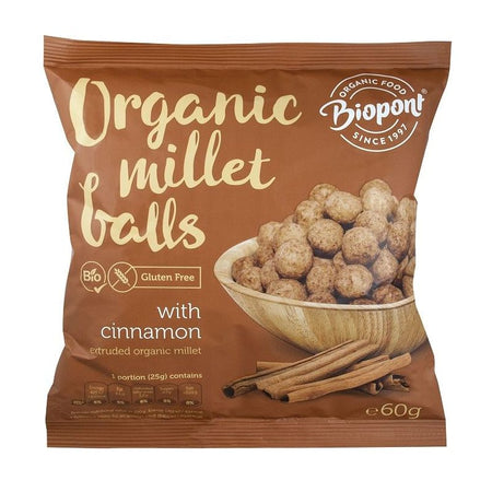 Biopont Gluten Free Extruded Millet Balls with Cinnamon Organic 60g