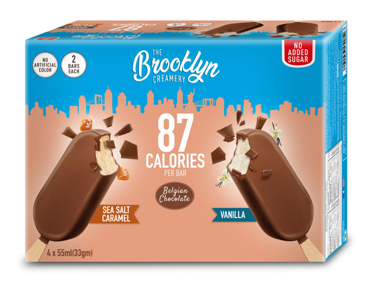 The Brooklyn Sea Salt & Vanilla Belgian Chocolate Low Calorie Multipack Ice Cream Stick (55ml X 4pcs)