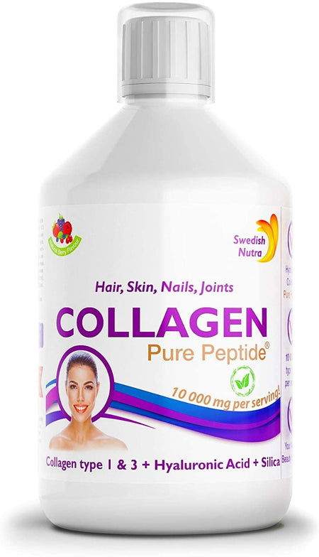 Swedish Nutra Collagen Pure Peptide, Fish Collagen 10000mg  Natural Berry Flavor 500ml