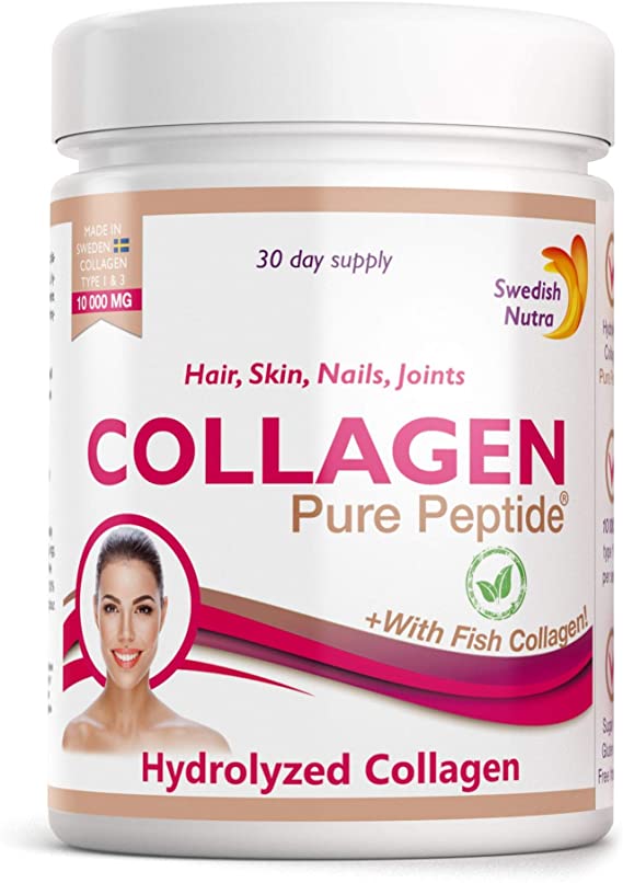Swedish Nutra Collagen Pure Peptide, Fish Collagen 10000mg Powder 300g