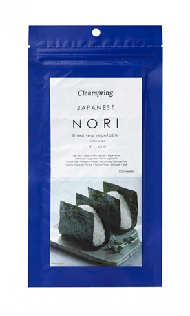 Clearspring Nori Dried Sea Vegetable Unroasted 25G, 10 Sheets