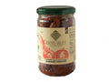 A jar of Adonis Valley Organic Sundried Tomatoes 180g with a green lid on a white background.