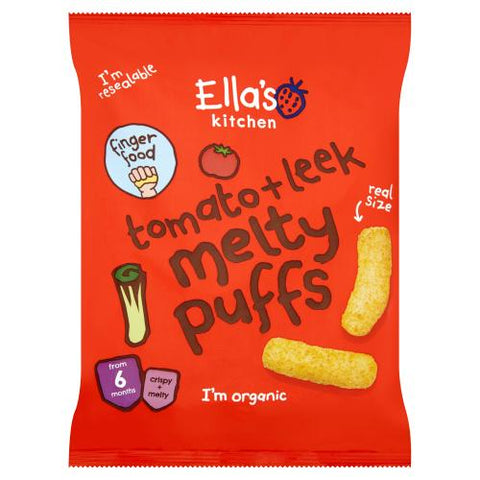Ella's Kitchen Organic Tomato & Leek Melty Puffs 20g pouch, finger food from 6 months