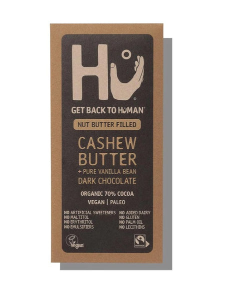 Hu Organic Cashew Butter & Pure Vanilla Bean Dark Chocolate Bar, healthy vegan chocolate, 60g, Biorganic Dubai