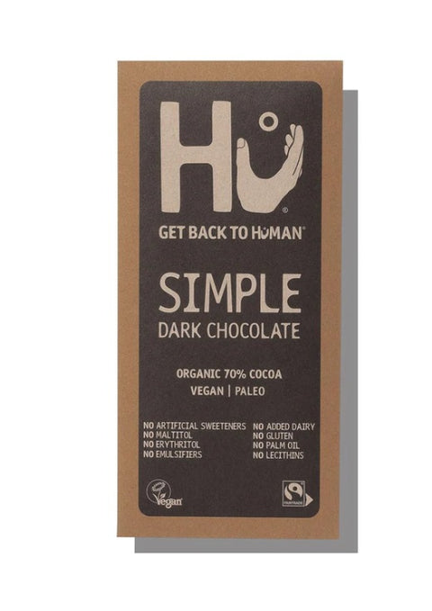 Hu Organic Simple Dark Chocolate Bar, healthy vegan paleo chocolate, 60g, Biorganic Dubai