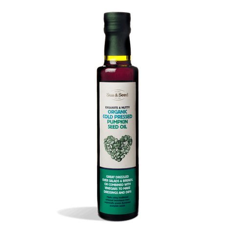 Sun & Seed Organic Cold Pressed Pumpkin Seed Oil bottle, 250ml