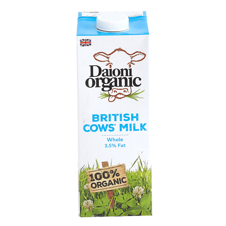 Daioni Organic British Cow's Milk Whole 3.5% Fat 1L