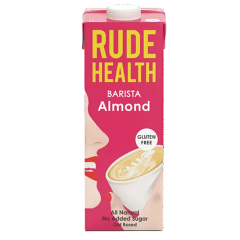 Rude Health Barista Almond Drink carton, gluten-free-, and dairy-free, Biorganic, 1L