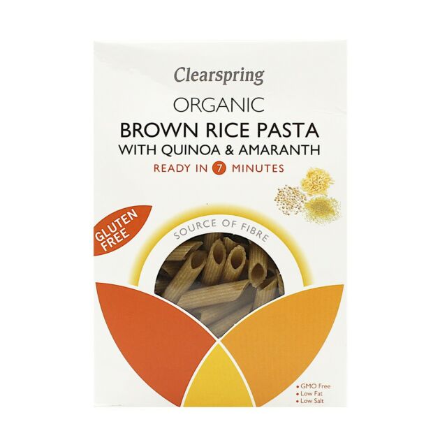 Clearspring Organic Brown Rice Pasta Penne with Quinoa & Amaranth 250g, Gluten Free